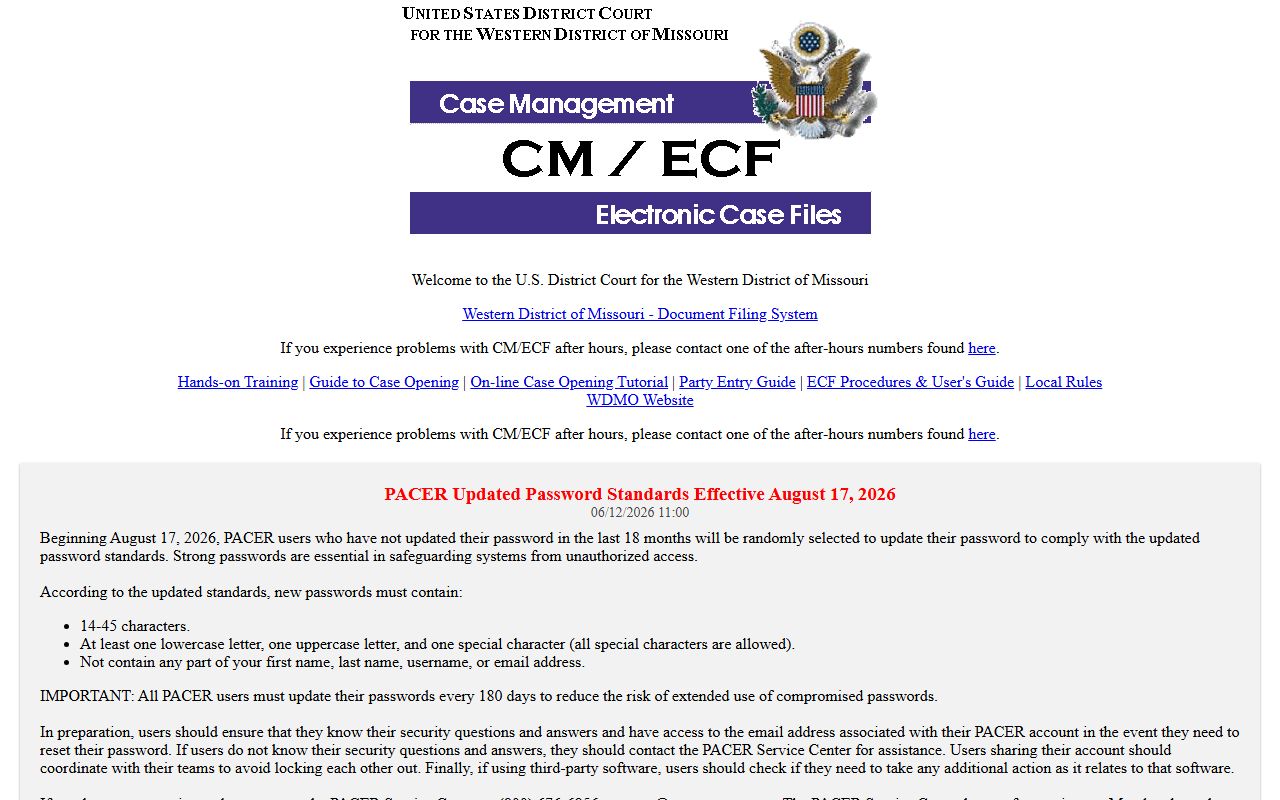 Cedar County Circuit Court Western District CM ECF records