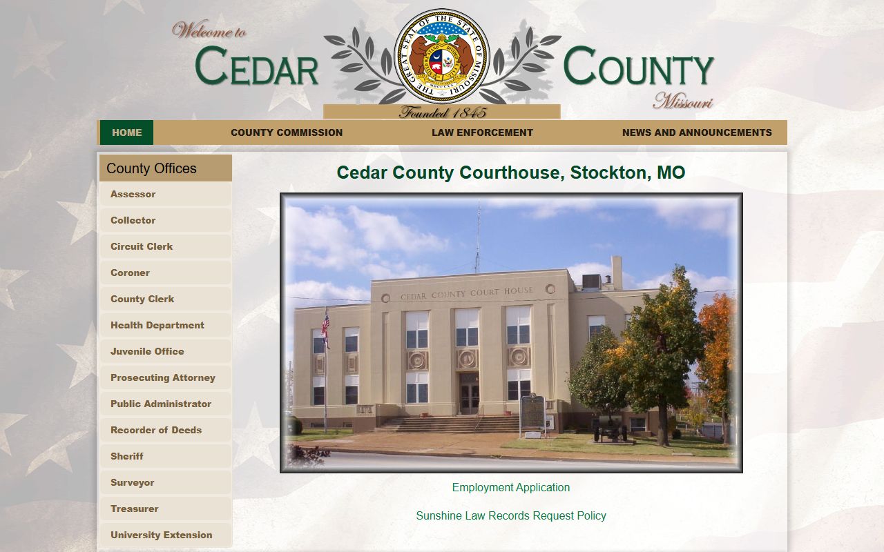 Cedar County court records official county homepage