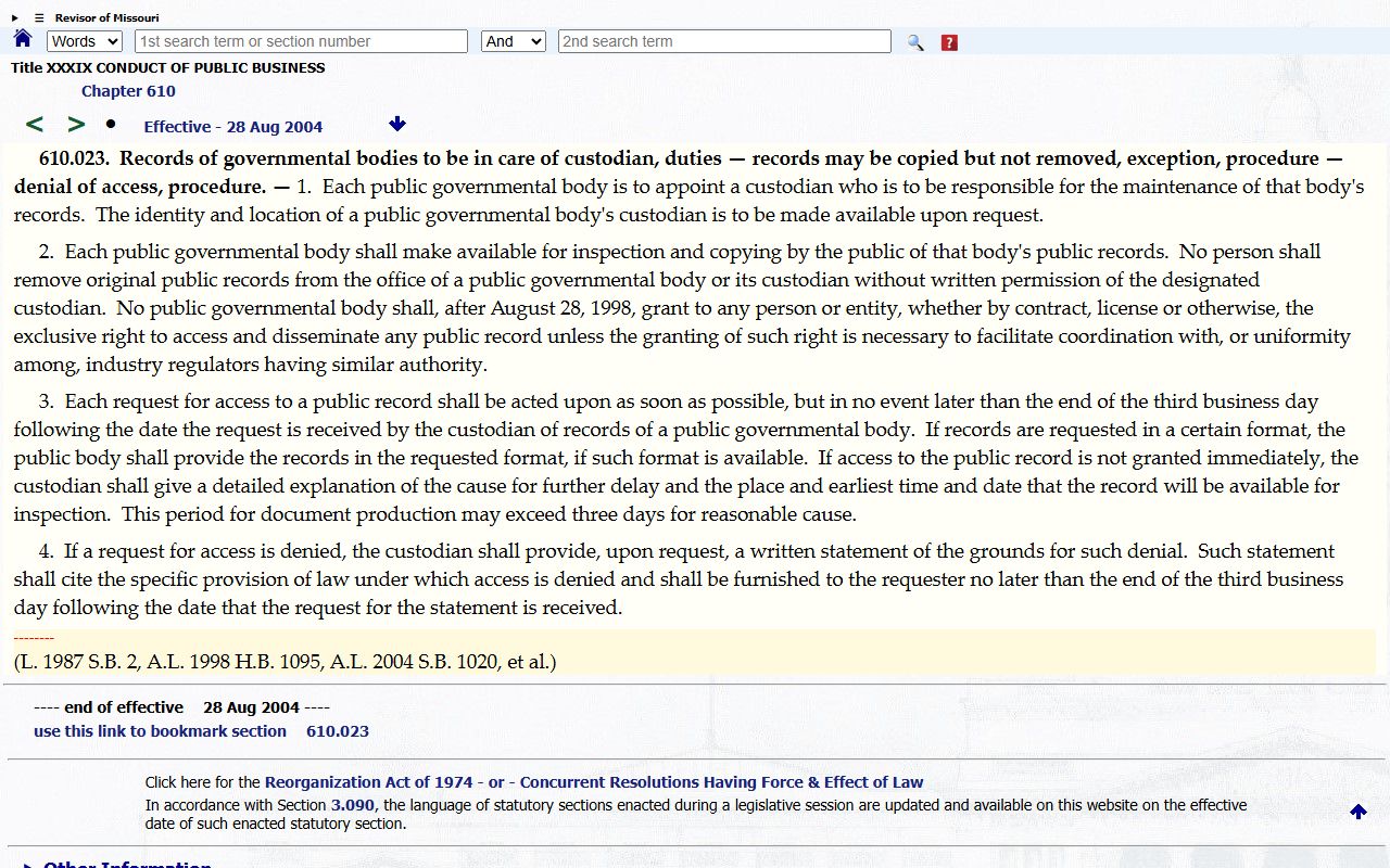 Cedar County court records public record custodian duties