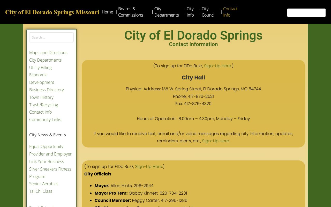 Cedar County traffic court records El Dorado Springs municipal court contacts