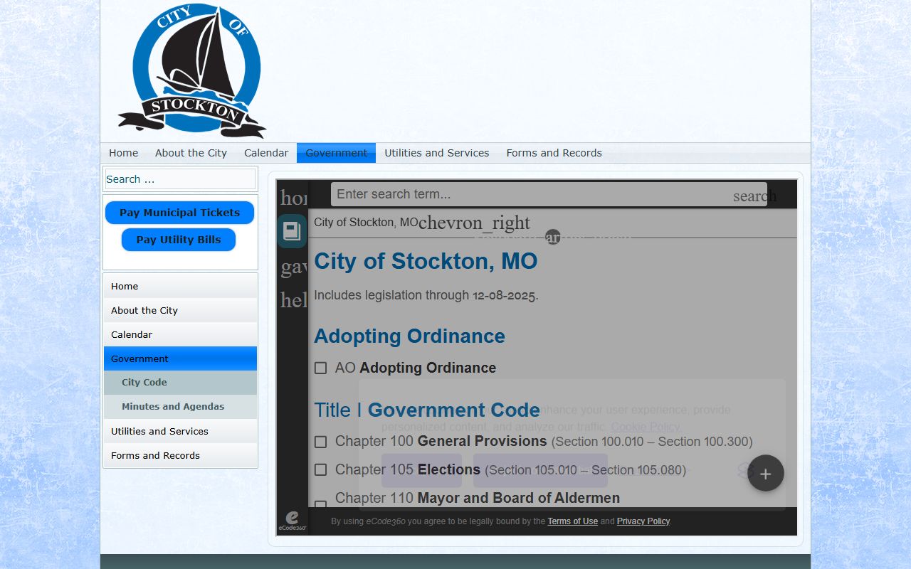 Cedar County traffic court records Stockton municipal court code
